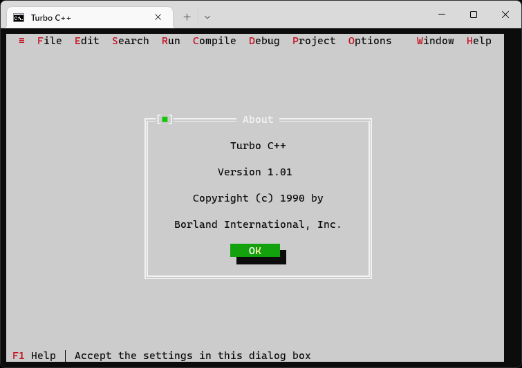 TurboC++コンソール画面1